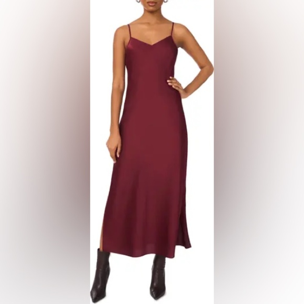 Halogen. Elegant Burgundy Midi Dress
